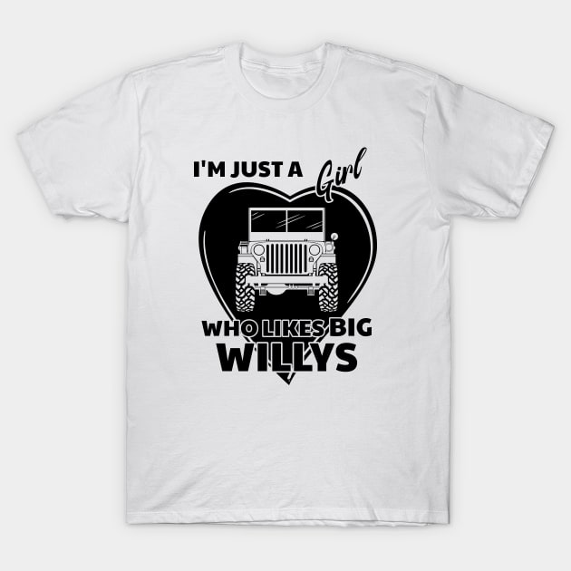 I'm Just a Girl Who Likes Big Willys Jeep T-Shirt by SunGraphicsLab